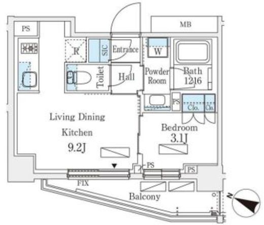 シーズンフラッツ町屋　706号室　間取り
