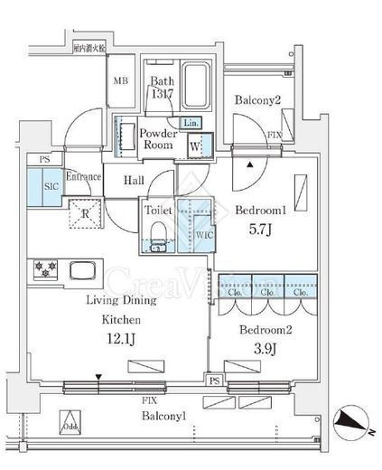 シーズンフラッツ町屋　601号室　間取り