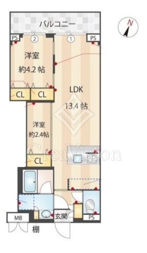 ZOOM蒲田EAST　304号室　間取り