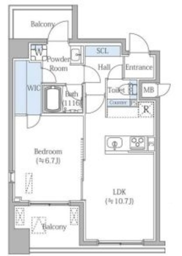 グランジット月島TOKYO BAY　305号室　間取り