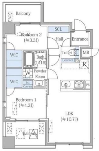 グランジット月島TOKYO BAY　804号室　間取り
