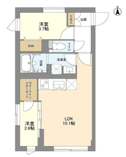 ウェルスクエア中野坂上Ⅱ　101号室　間取り