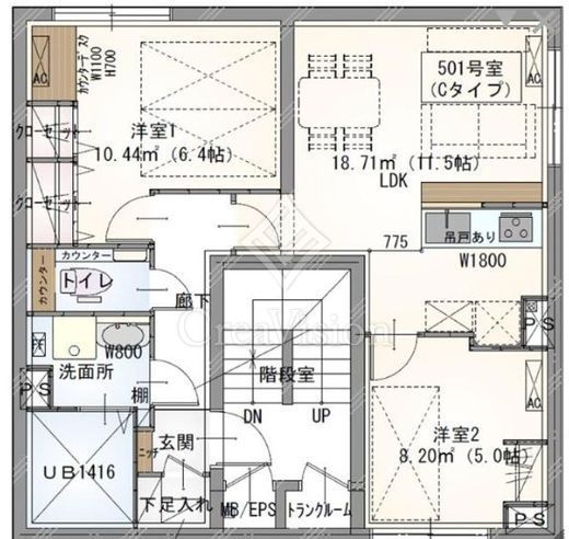 ラヴィエール秋葉原　501号室　間取り
