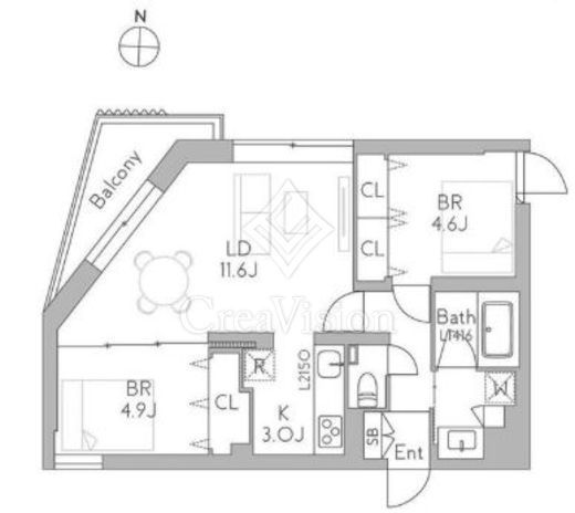 グランデュオ千歳船橋7 (GranDuo Chitosehunabashi7)　204号室　間取り