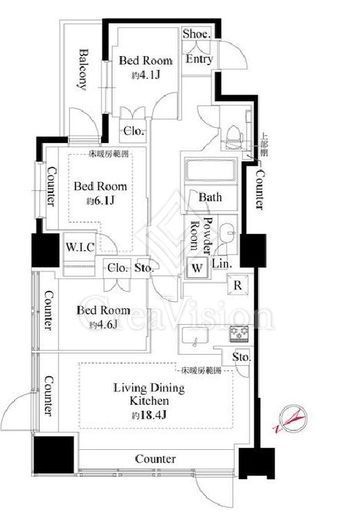 シェフルール横濱鶴見　1303号室　間取り