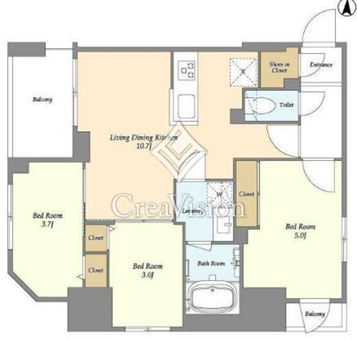 ドゥーエ両国Ⅳ　701号室　間取り