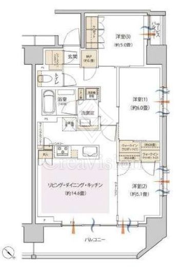 リビオ新横浜　11F1号室　間取り
