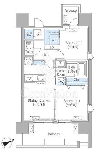 PRIME SQUAREIII　1302号室　間取り