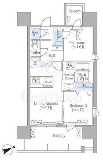 PRIME SQUAREIII　703号室　間取り