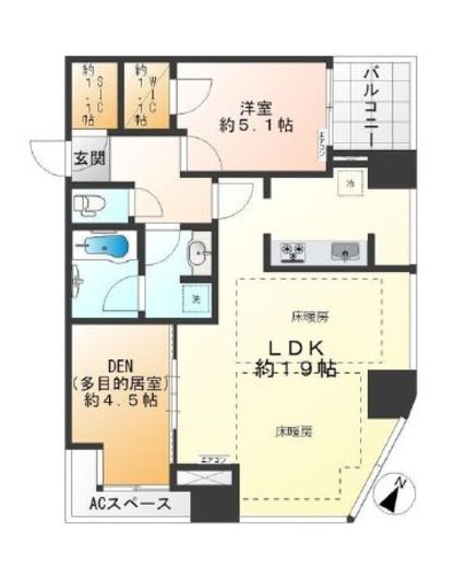 シティタワー新宿新都心　1306号室　間取り
