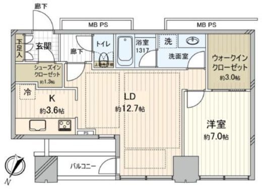 シティタワー新宿新都心　1708号室　間取り