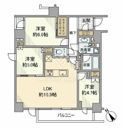 ピアース柿の木坂　2F1号室　間取り