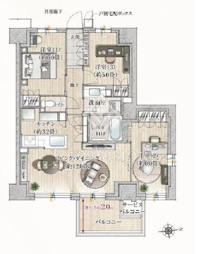 ブランシエラ横浜瀬谷　706号室　間取り