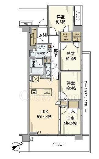 バウス一之江　2F1号室　間取り