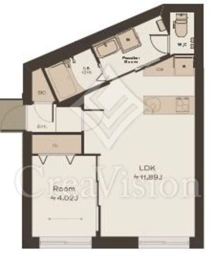 TOKEN SHIROKANE　2A号室　間取り