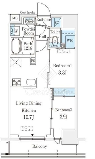 プライムブリス深川住吉　1302号室　間取り