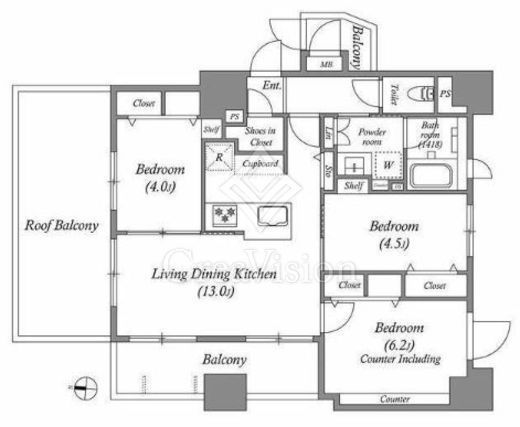 ACP Residence中野新橋　1003号室　間取り