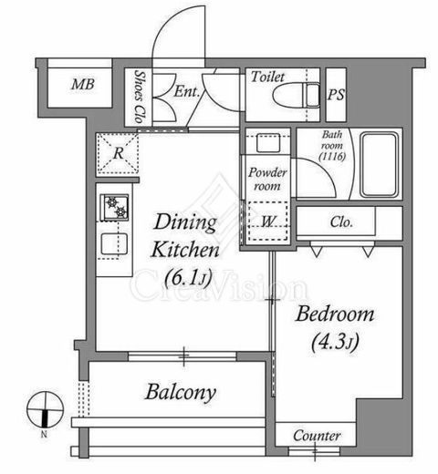 ACP Residence中野新橋　1202号室　間取り