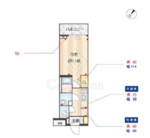 Log登戸Station side　107号室　間取り
