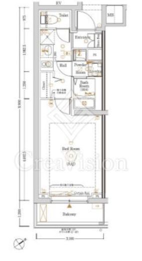 Log登戸Station side　206号室　間取り