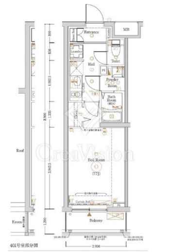 Log登戸Station side　401号室　間取り