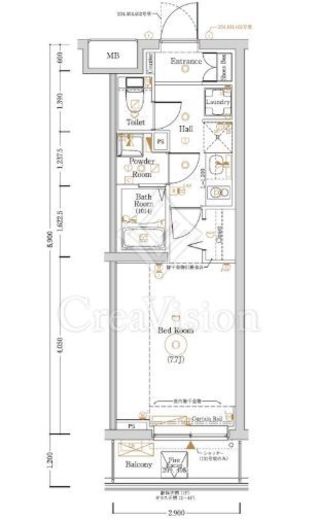 Log登戸Station side　402号室　間取り