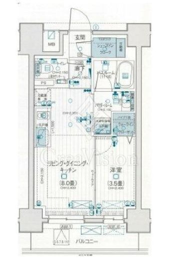 デュオステージ海老名Ⅱ　1102号室　間取り