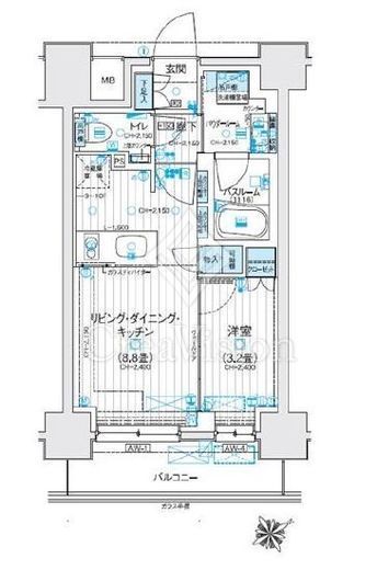 デュオステージ海老名Ⅱ　1104号室　間取り