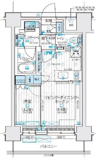 デュオステージ海老名Ⅱ　1105号室　間取り
