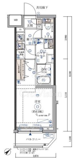 ARCOBALENO KIKUNA (アルコバレーノ菊名)　204号室　間取り