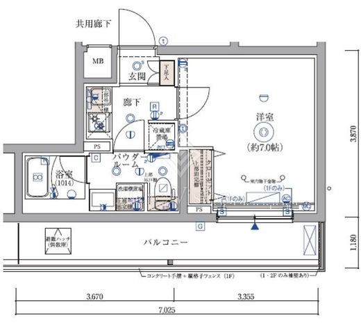 ARCOBALENO KIKUNA (アルコバレーノ菊名)　206号室　間取り