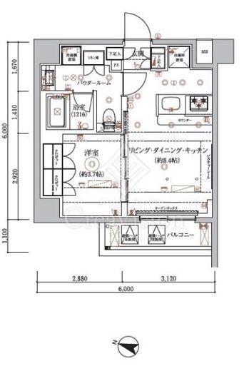ARCOBALENO HASUNEⅡ (アルコバレーノ蓮根Ⅱ)　605号室　間取り