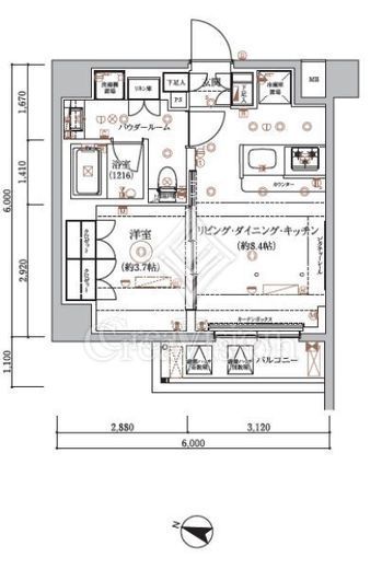 ARCOBALENO HASUNEⅡ (アルコバレーノ蓮根Ⅱ)　505号室　間取り
