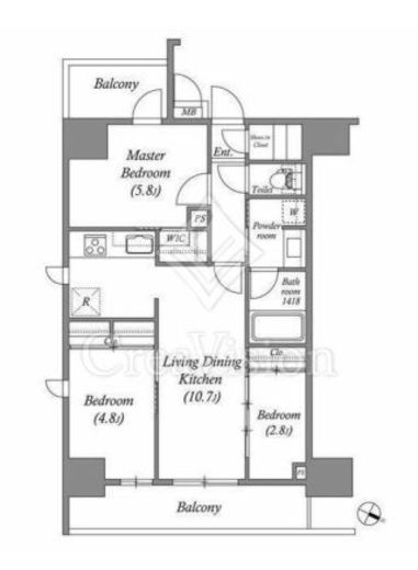 ACP RESIDENCE 浅草　1403号室　間取り
