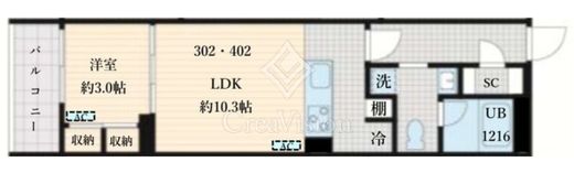 Fullea島津山　402号室　間取り