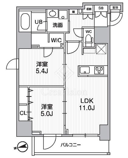 S-RESIDENCE新御徒町chiaro　2A号室　間取り