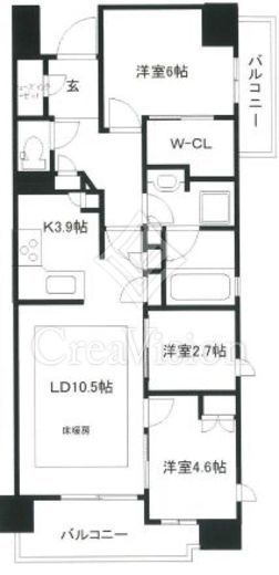オーベル三鷹　1102号室　間取り