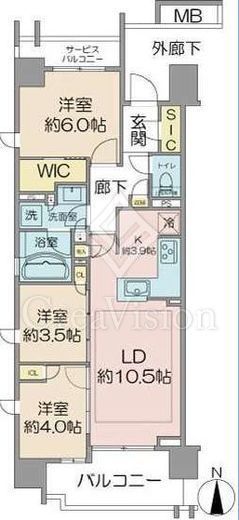 オーベル三鷹　1201号室　間取り