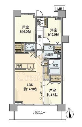 プラウドシティ国立　352号室　間取り