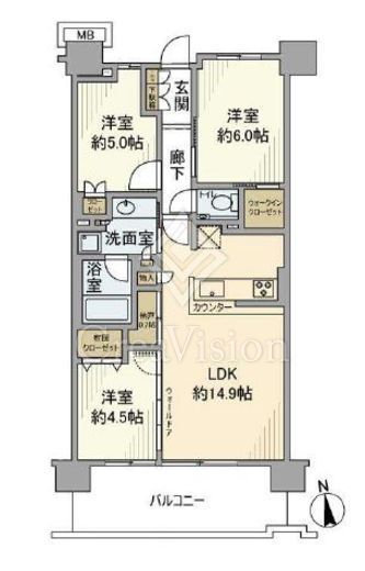 プラウドシティ国立　380号室　間取り