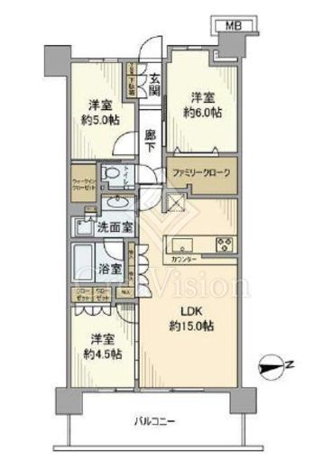 プラウドシティ国立　611号室　間取り