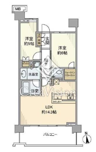 プラウドシティ国立　803号室　間取り