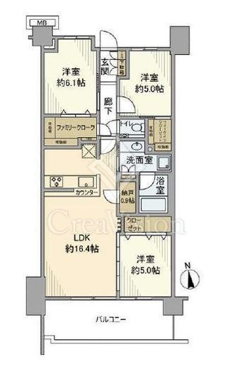 プラウドシティ国立　602号室　間取り