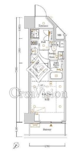Log登戸station west　1003号室　間取り