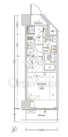 Log登戸station west　803号室　間取り