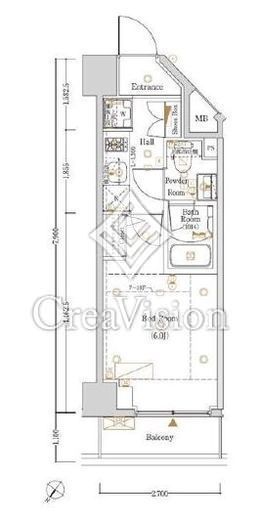 Log登戸station west　903号室　間取り