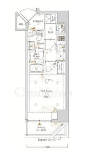 Log登戸station west　1004号室　間取り