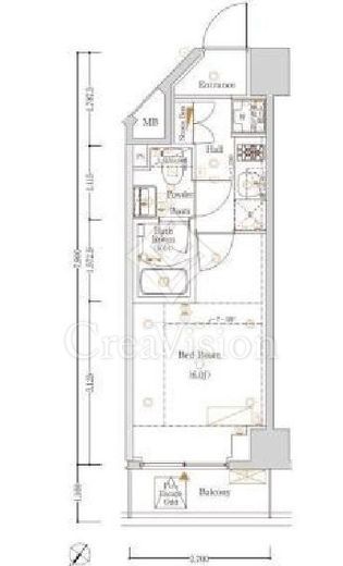 Log登戸station west　902号室　間取り