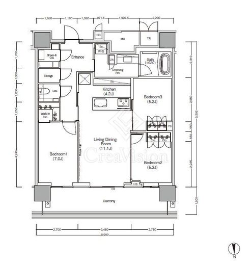 ＪＩＹＵＧＡＯＫＡ　ＭＵＳＥ　ＳＱＵＡＲＥ　ＴＨＥ　ＲＥＳＩＤＥＮＣＥ　1014号室　間取り