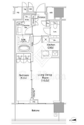 ＪＩＹＵＧＡＯＫＡ　ＭＵＳＥ　ＳＱＵＡＲＥ　ＴＨＥ　ＲＥＳＩＤＥＮＣＥ　1020号室　間取り